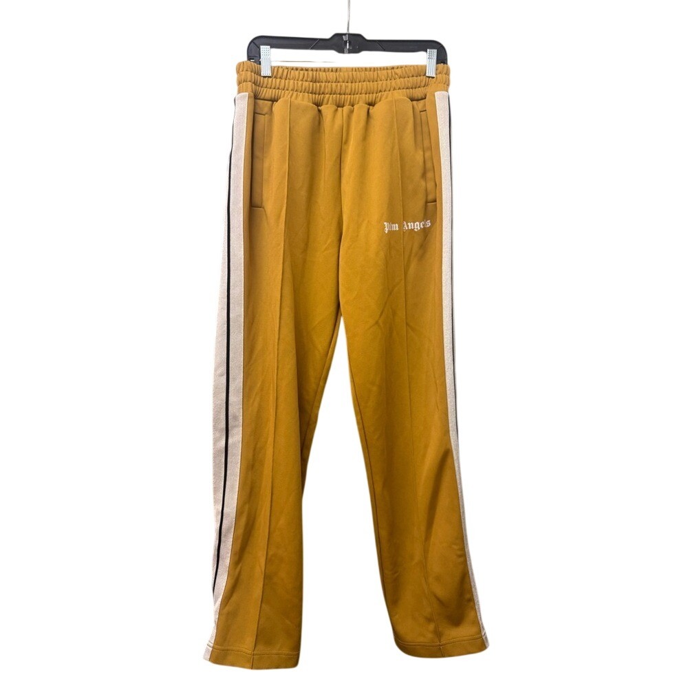 Palm Angels Track Pants Ochre Yellow White Stripe Logo Detail Size XL